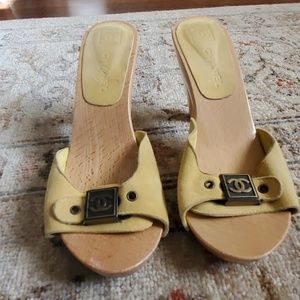 Channel wood and suede shoes